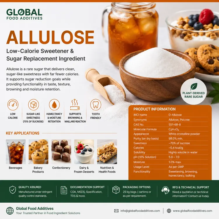 Allulose low-calorie sweetener food additive ingredient illustration