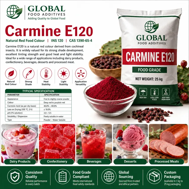 Carmine E120 red food colour food additive ingredient illustration