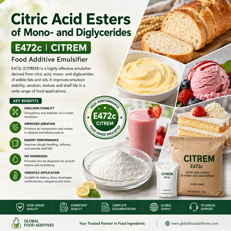 Citric Acid Esters of Mono- and Diglycerides E472c emulsifier food additive ingredient illustration