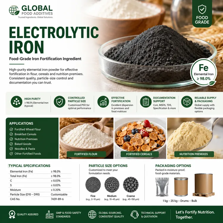 Electrolytic Iron mineral fortification ingredient food additive ingredient illustration
