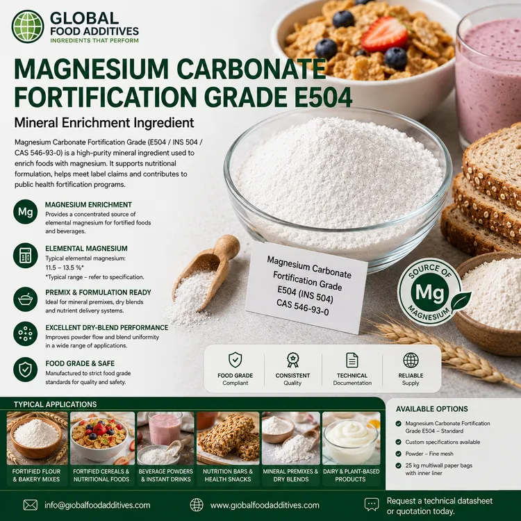 Magnesium Carbonate Fortification Grade food additive food additive ingredient illustration