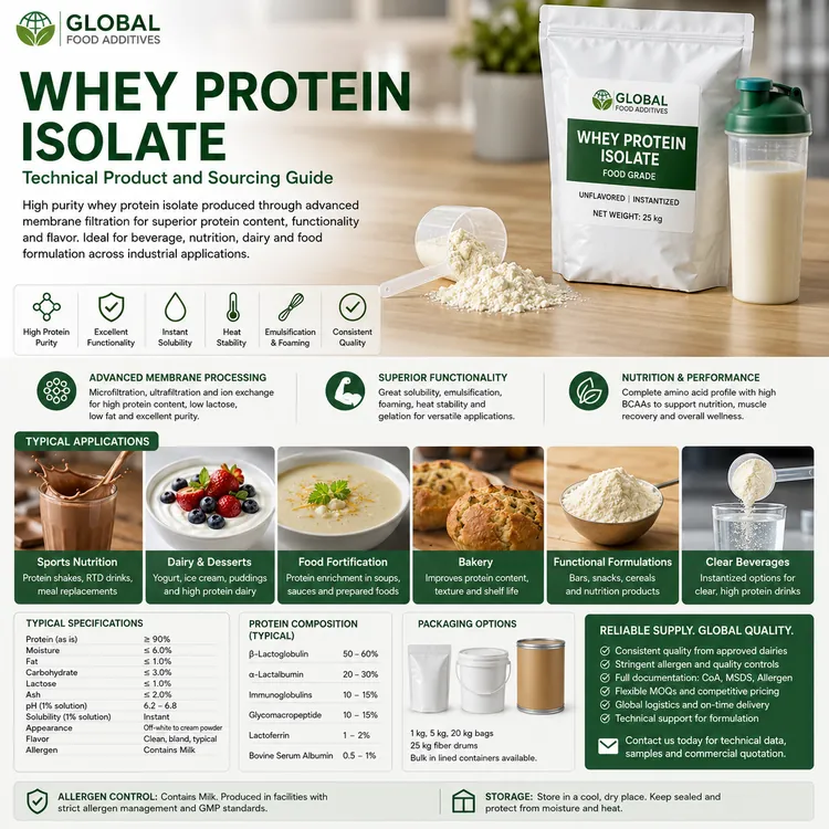 Food-grade Whey Protein Isolate powder for industrial food production